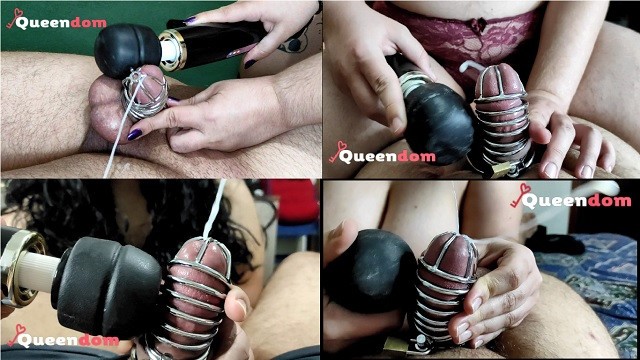 Chastity cumshot compilation - cumshots in his cock cage