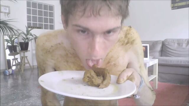 scat smearing twink is eating shit like a pig