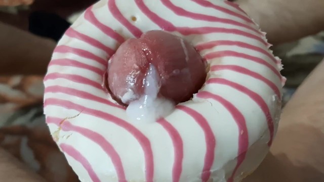 Russian student in the dorm fucks a sweet donut with a big dick