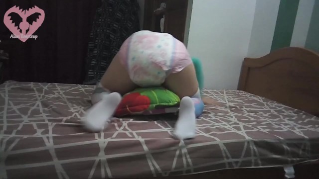 Diapered Trans Girl Mindlessly Humping a Pillow