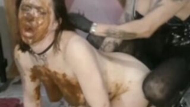 Scat Slave Smeared with shit,   Femdom  Shit Fuck