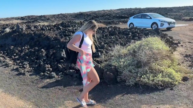 stranger girl tourist decided to show her pussy in public
