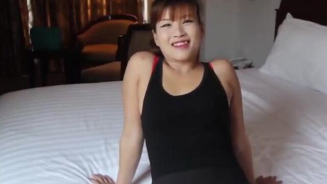 Huge white cocked stud fucking busty Thai slut in doggy style position
