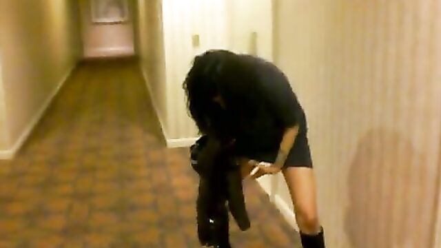Drunk Girl Hotel Corridor